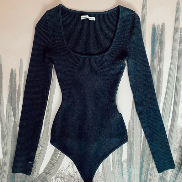 Two Abercrombie ribbed bodysuits, black and tan - Picture 2 of 5